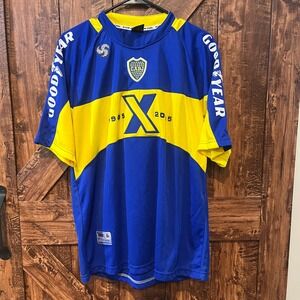 Boca mens Soccer‎ Jersey Argentina Football Vintage Style Goodyear Blue Yellow M